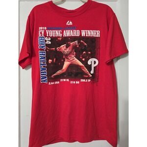 Roy Halladay Cy Young Award Philadelphia Phillies T Shirt L MLB Baseball‎ 2010
